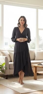 Lovestitch Gray Wrap Midi Dress Size Large